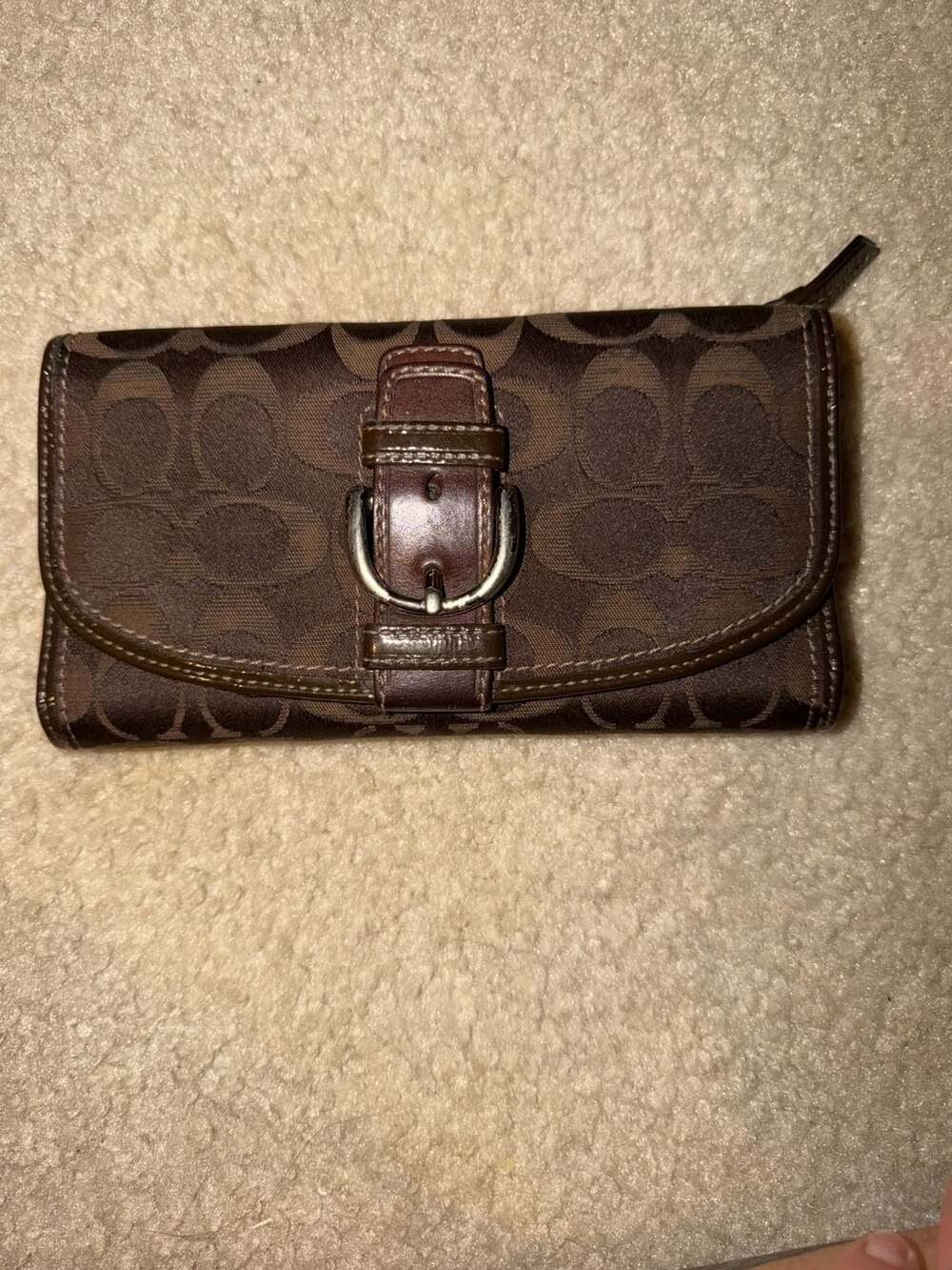 Coach Chocolate Brown Soho Long Wallet With Pink